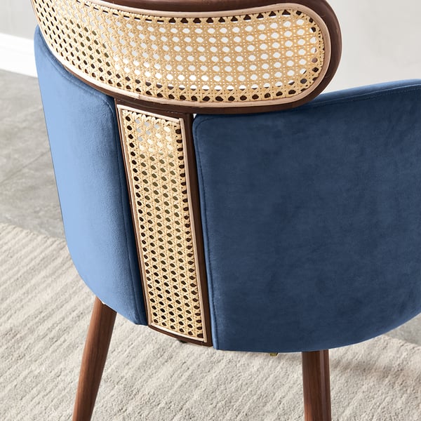 Free Shipping on Modern Blue Velvet Dining Chair Curved Back Rattan Dining Room Chairs (Set of 2 ...