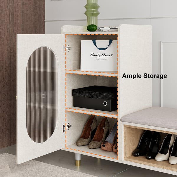Free Shipping on Upholstered Modern Shoe Storage with Door