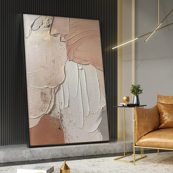 Abstraktes Ölgemälde Auf Leinwand – 90x60 Cm, Wegerich-Blatt, Handgemalt, Fertig Zum Aufhängen