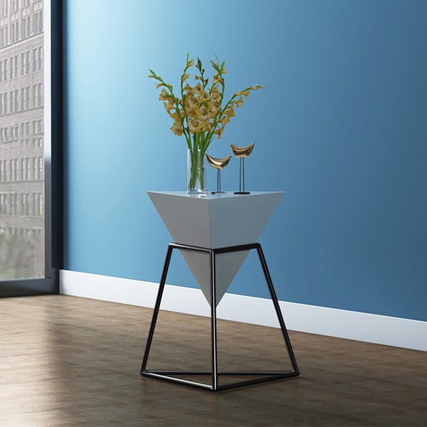White Geometric End Table Accent Side Table Homary