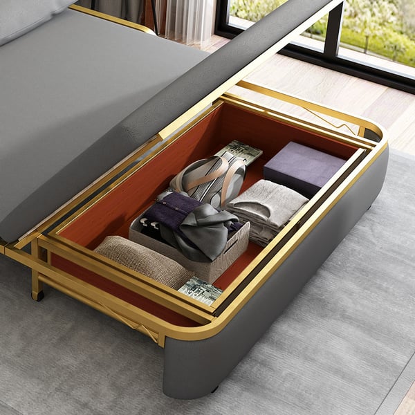 King Sleeper Sofa Gray Upholstered Convertible Sofa LeathAire Homary