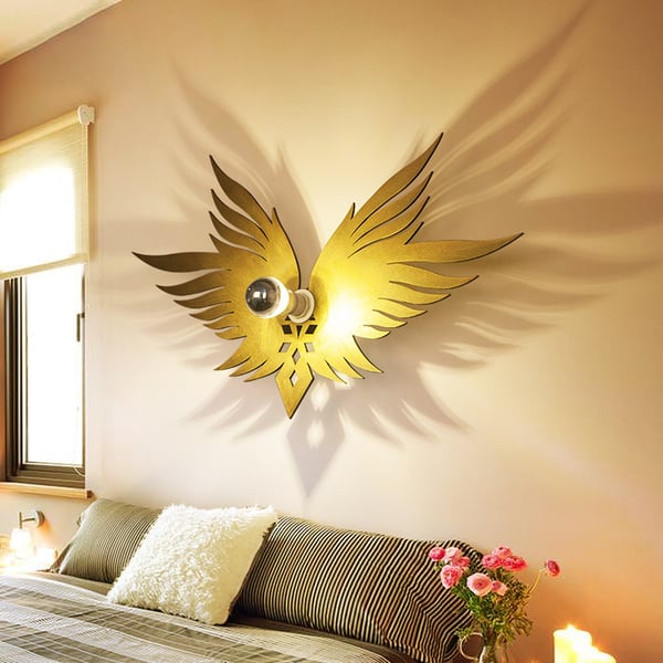 Modern 1-Light  Wood Wings Wall Light Decorative Wall Sconce in Gold Color