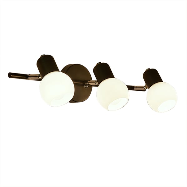 3Light White Globe Vanity Wall Light for Bathroom Wall Sconce in Black