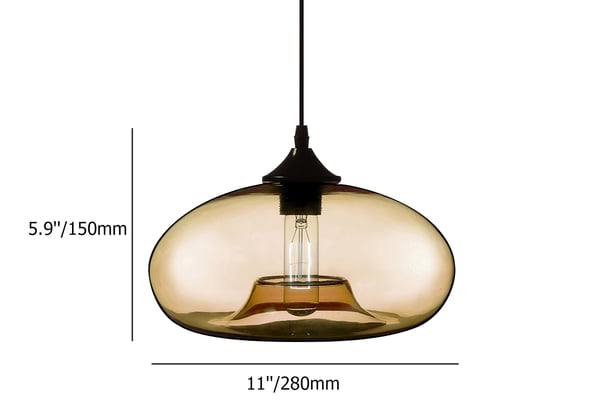 Modern 1-Light Ceiling Hanging Light Pendant Light Glass Shape in Amber Color
