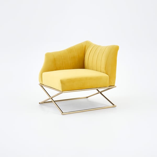 Free Shipping on Glam Yellow Velvetupholstered Accent Chair in Gold Legs Style in A Right Side