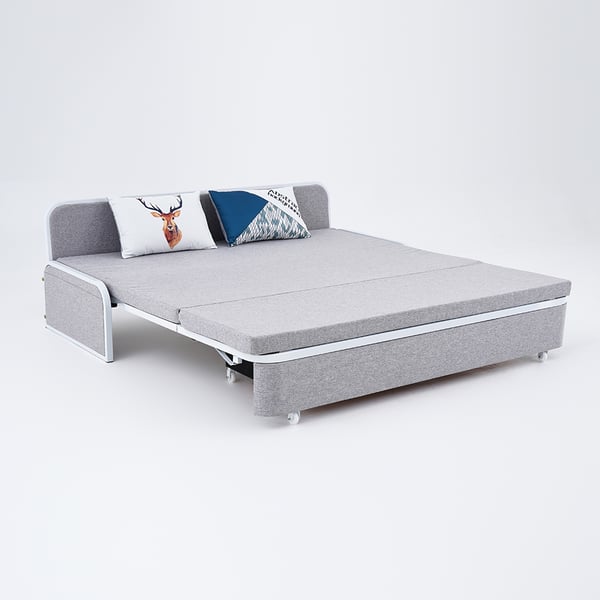 Free Shipping on 72" Modern Light Gray Cotton Linen Upholstered Convertible Sofa Bed with