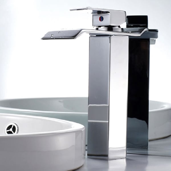 Modern Single Hole Waterfall Bathroom Sink Faucet Solid Brass in