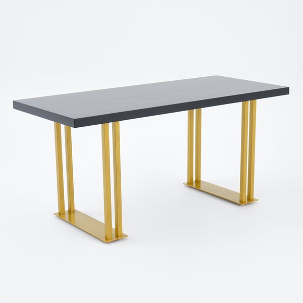 Hover 71" Black Rectangle Wood Dining Table in GoldHomary
