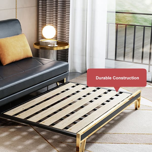 Free Shipping on 1500mm Modern Black Convertible Sofa Bed Tufted LeathAire Upholstery｜Homary UK