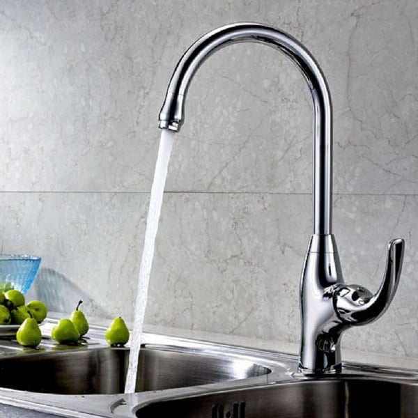 Modern Single Lever Single Hole Kitchen Faucet Brass in Chrome Finish