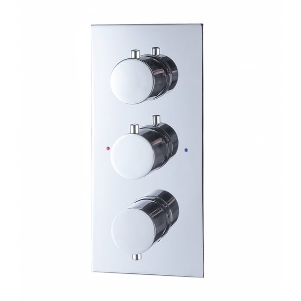Thermostatic Shower Valve 3 Outlets with Round Knobs Solid Brass Homary
