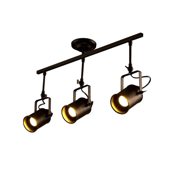  Industrial Metal Ceiling Light Cylinder Shape in Black Color 3-Light