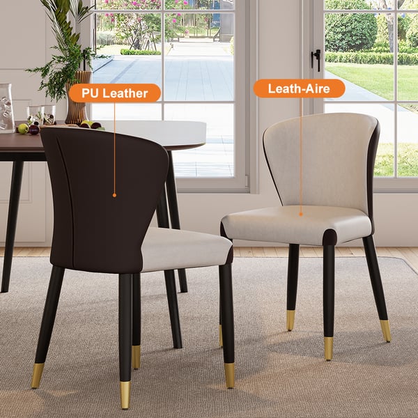 Modern Gray (Set of 2) Upholstered Wingback Dining Chairs PU LeatherHomary