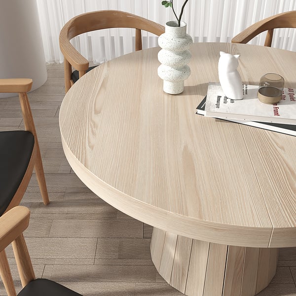 Japandi 1000mm1400mm Extendable Whitewash Dining Table 6Seater Oval