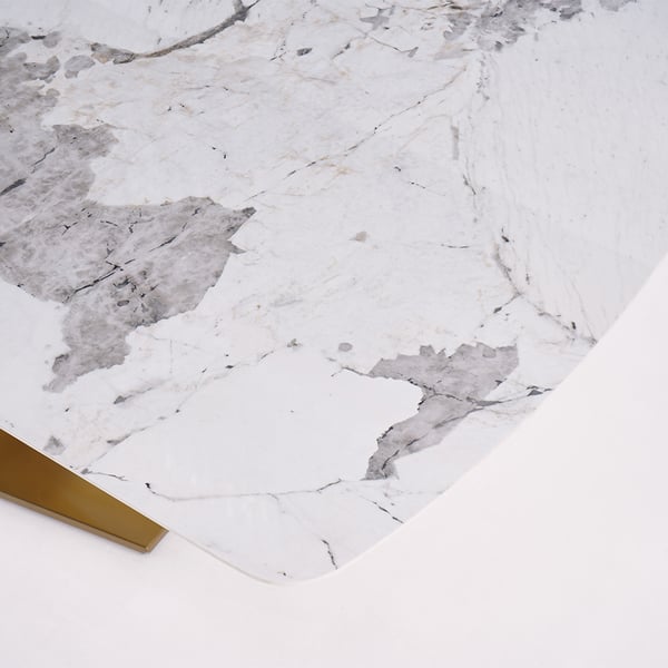 78.7" Modern White Dining Table Rectangular Sintered Stone Top XBase Kitchen & Dining