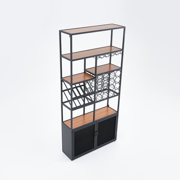 Free Shipping on Industrial Standing Wine Rack with Glass Rack｜Homary