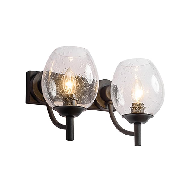 Modern Minimalist 2Light Clear Glass Shade Wall Sconces in Black Metal