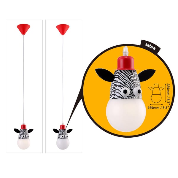 Art Deco LED Animal Hanging Light Pendant Light Zebra Children's Room Decoration