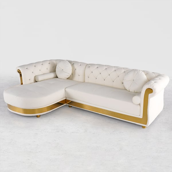 Dodiy Modern LShaped White Corner Sectional Sofa 5Seater Loveseat