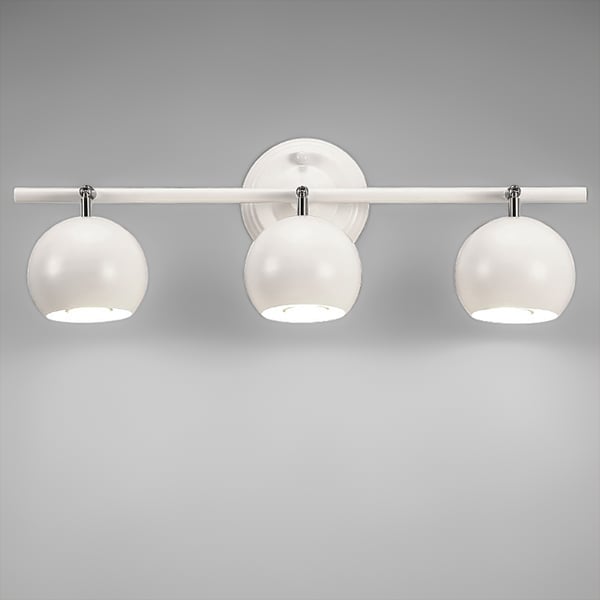 Modern 3Light Wall Sconce Metal in White Color Globe Vanity Wall Light