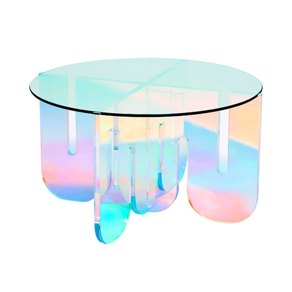 Iridescent Transparent Acrylic Modern Design Fashionable Round Coffee Table