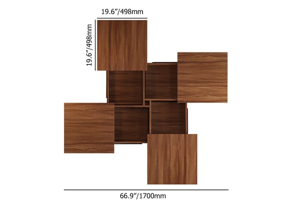 Square Marble Veneer Coffee Table Sliding Top with Storage in Walnut