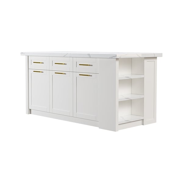 Free Shipping on 72" Large White Kitchen Island with Storage Modern ...