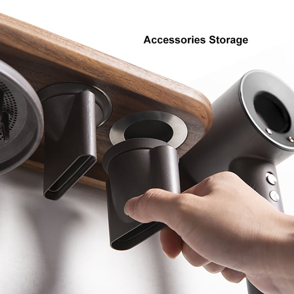 Free Shipping on Wood Hair Dryer Holder Rack in Walnut with Accessories