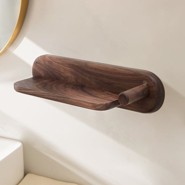 Free Shipping on Wood Hair Dryer Holder Rack in Walnut with Accessories