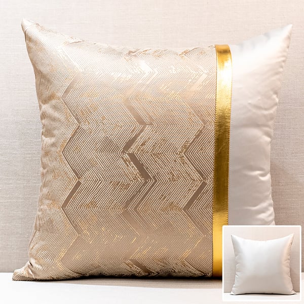 18'' x 18'' Modern White & Gold Throw Pillow Cover PU Leather Cushion