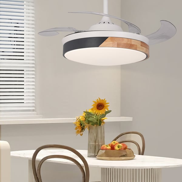 Nordic LED Dimmable Ceiling Fans Light 6-Speed Reversible Blades with Remote Control