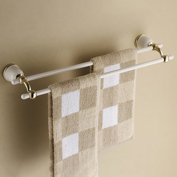 Wall Mounted Double Bar Towel Holder with Hook