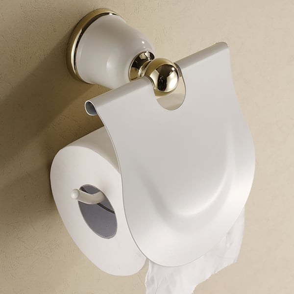 Wall Mounted Toilet Paper Tissue Holder Copper in Gold Finish for