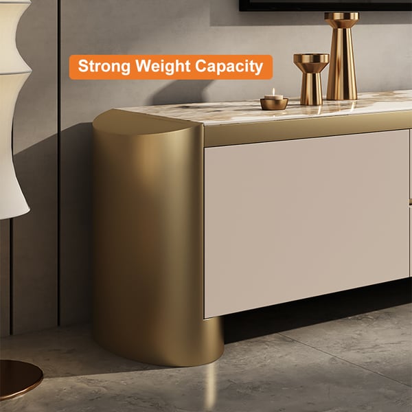 Free Shipping on Modern 78.7" Off White & Gold TV Stand Sintered Stone