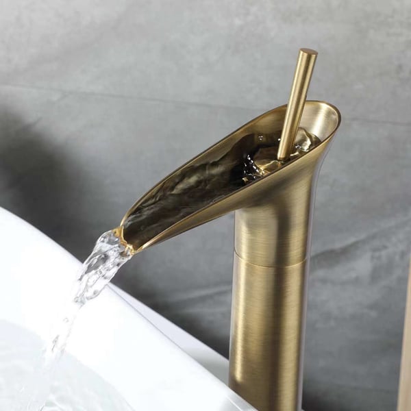 Ashfie Classic 1-Hole Single Handle Vessel Sink Waterfall Faucet Solid Brass