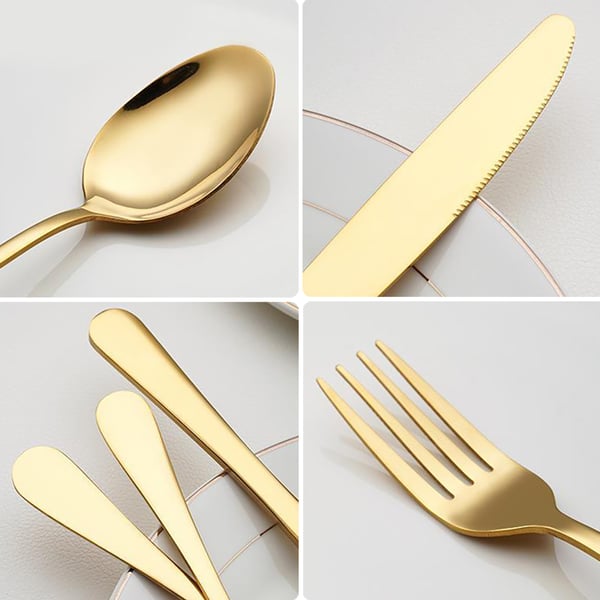 Free Shipping on Modern Gold Flatware Set for 6 People 25 Pieces Egg