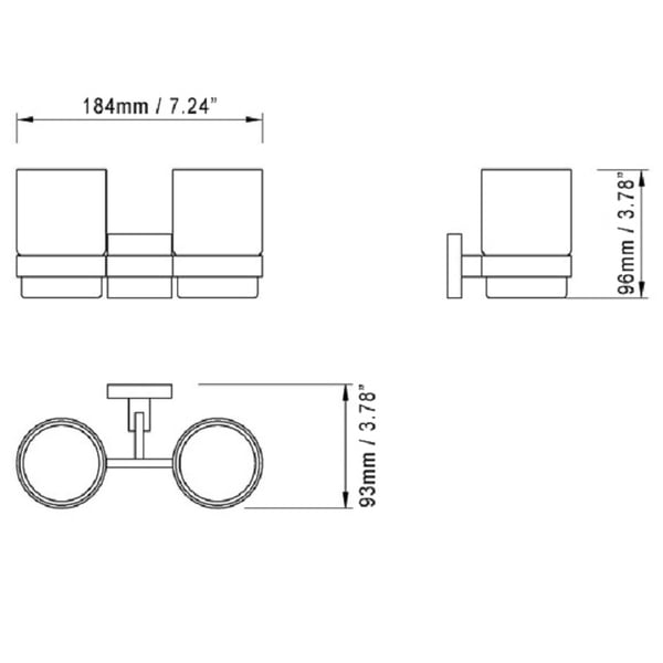 Modern Brass Toothbrush Holder in Chrome Finish Wall Mounted Homary