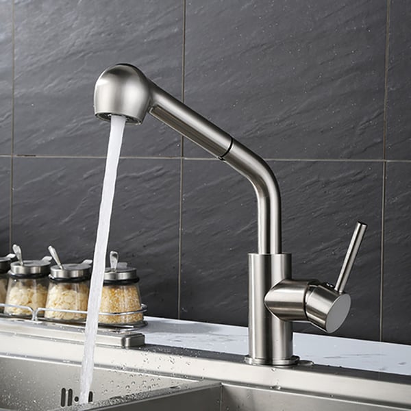 Modern Brass Brushed Nickel Kitchen Faucet Single Hole 1Handle Faucet