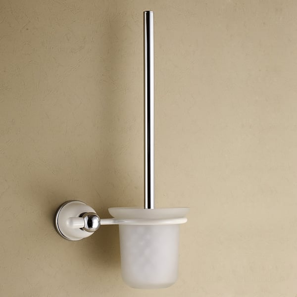 Wallmounted Copper Toilet Brush Holder Chrome Modern Style for