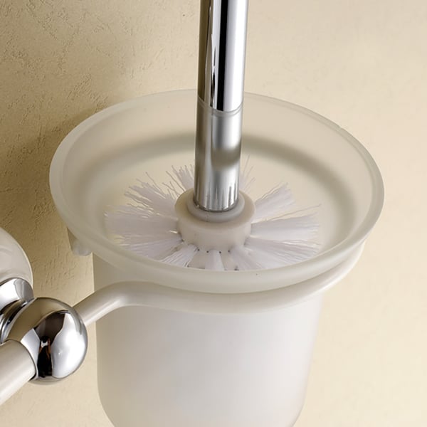Wallmounted Copper Toilet Brush Holder Chrome Modern Style for