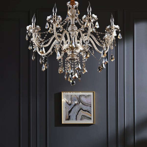 8-Light Crystal & Chrome Chandeliers Ceiling Lighting Luxury Style with Rod