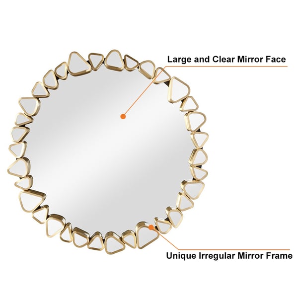 23.6" x 23.6" Modern Large Gold Round Wall Mirror Decor with Geometric Frame Living Room - Wall ...