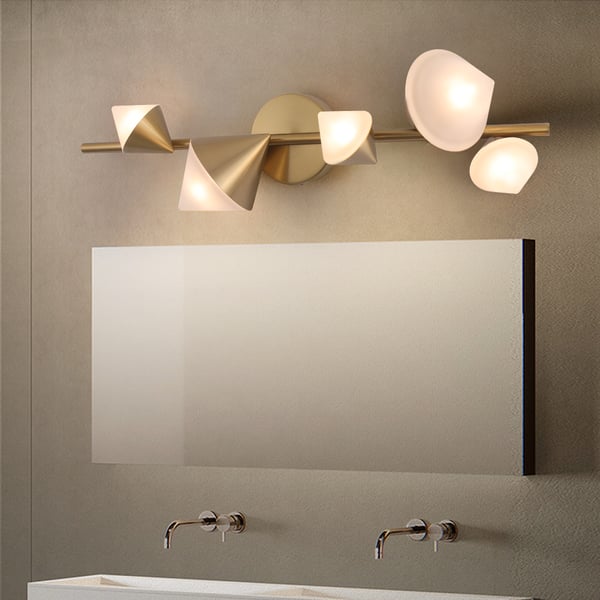 5Light Modern Gold Bathroom Vanity LED Wall Light Fixtures with White