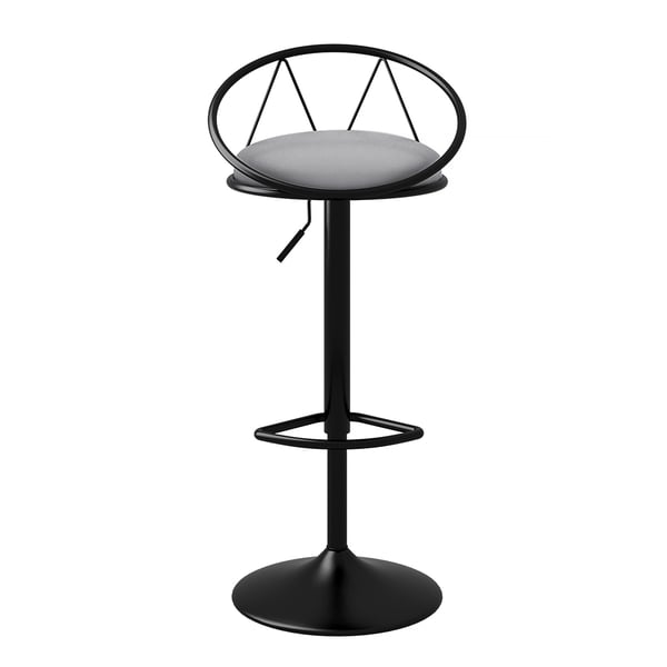 Modern Grey PU Leather Counter Height Bar Stool (Set of 2) Adjustable