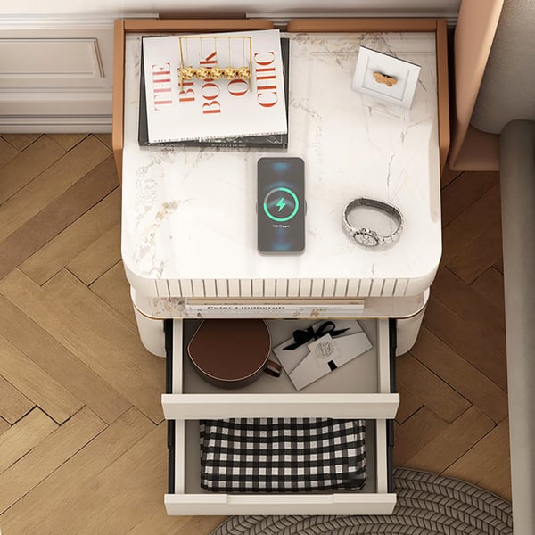 Vailora Modern Smart Nightstand with Wireless Charger & Sensor Light