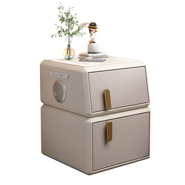 Modern White Smart Nightstand with Light & Wireless Charger & USB Port