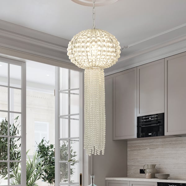 Glam Chrome Jellyfish Beaded Crystal Chandelier Pendant Light for Foyer ...