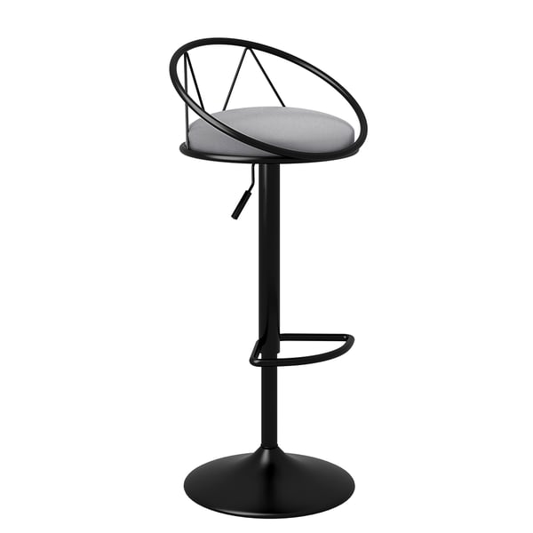 Modern Grey PU Leather Counter Height Bar Stool (Set of 2) Adjustable