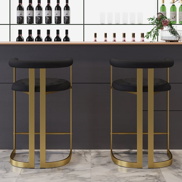 Modern Counter Height with Back Black Upholstery Counter Stool in Gold ...