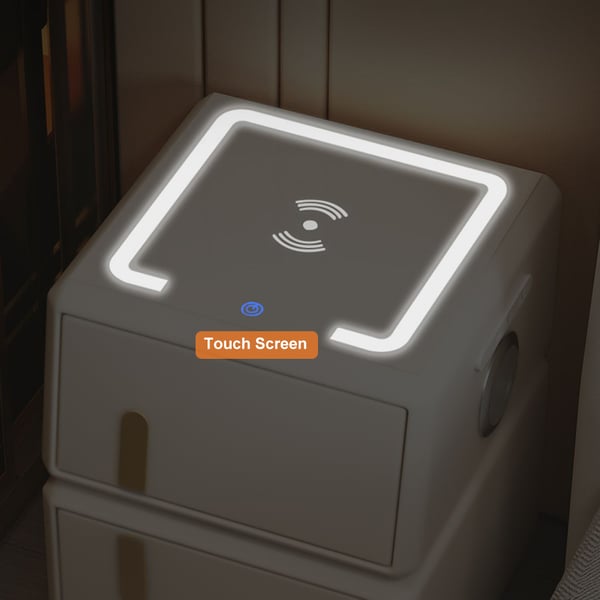 Modern White Smart Nightstand with Light & Wireless Charger & USB Port